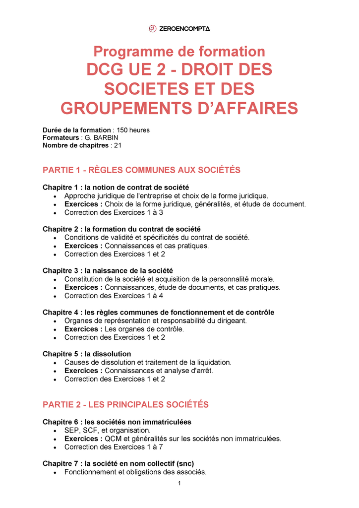 Programme de formation 1/3