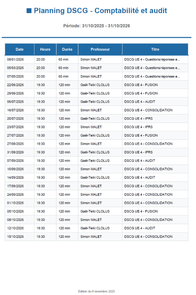 Accès annuel à 1 UE du DSCG